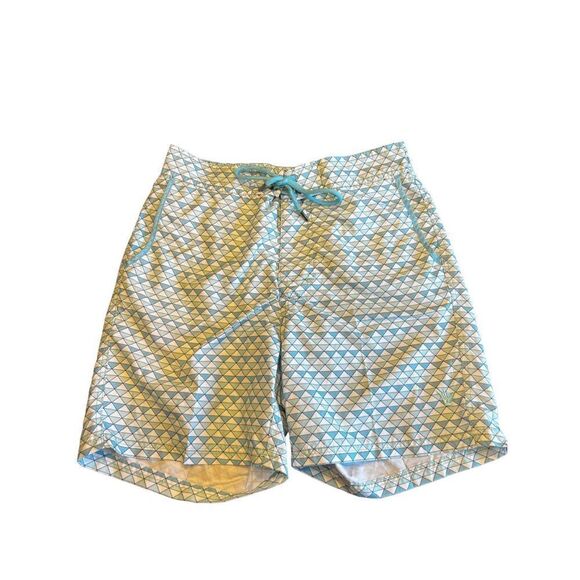 Beach bros mens swim trucks shorts blue triangle funky size medium - Picture 1 of 4